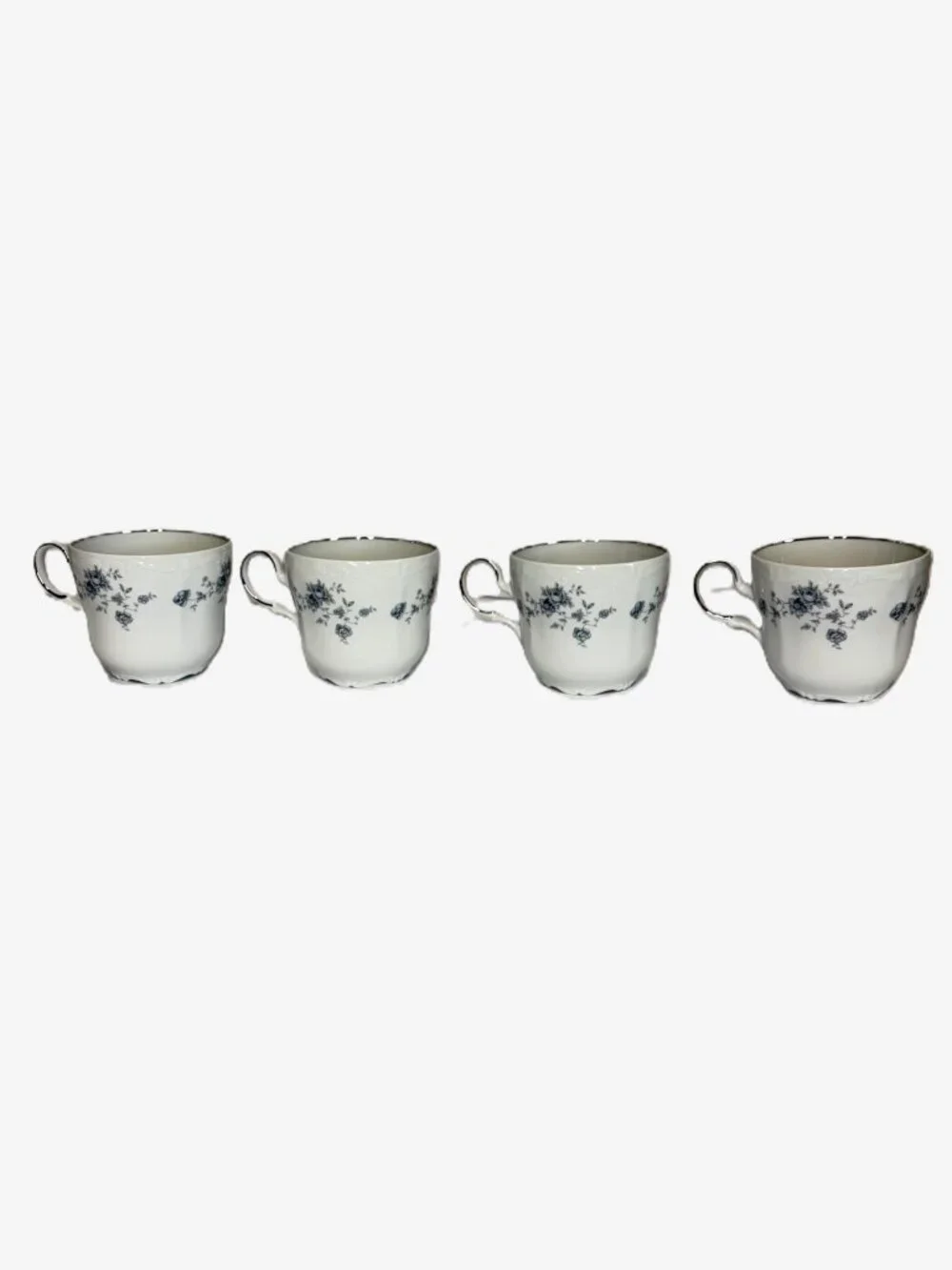 Vintage Johann Haviland‎ Blue Garland Cups Set of 4 Bavaria Germany Floral Tea